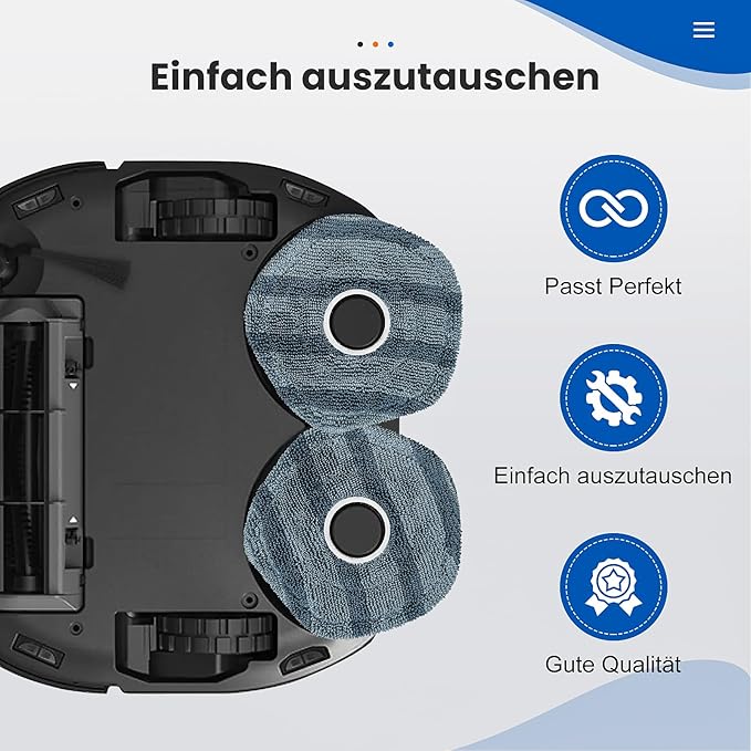 8 Pack Mop Pads Compatible with eufy X10 Pro Omni / X9 Pro Robot Vacuum Cleaner, Spin Cleaning Pads Replacement Accessories Set