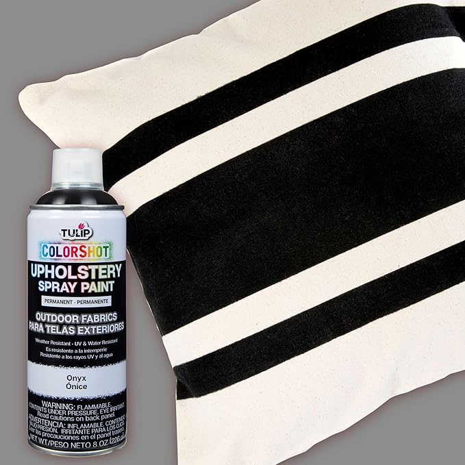 TULIP ColorShot Fabric Spray Paint for Outdoor Upholstery, Permanent Spray-On Fabric Paint for Furniture, Onyx Black 8 oz 4-Pack