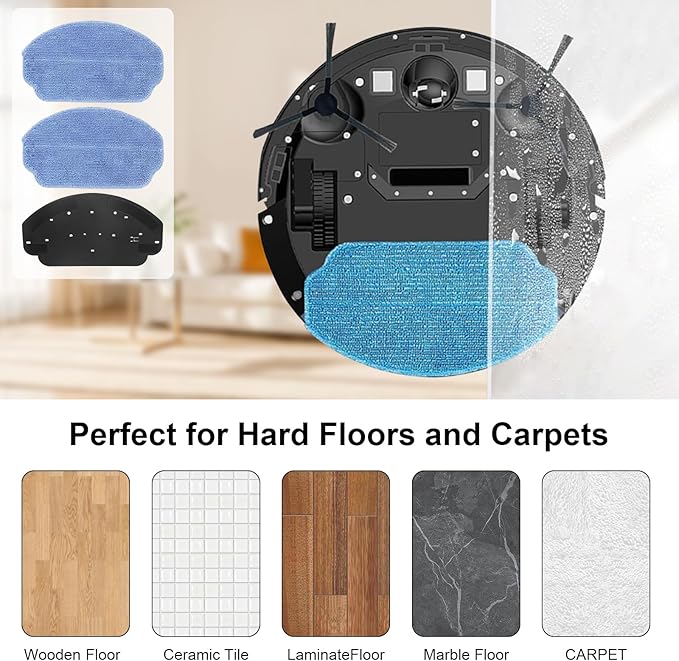 Mop Pads Replacement Holder Set for MAMNV BR150/BR151, for ZCWA BR150/BR151, for ONSON BR150/BR151, for GTTVO BR150/BR151, for MANVINS G20 Robot Vacuum Cleaner