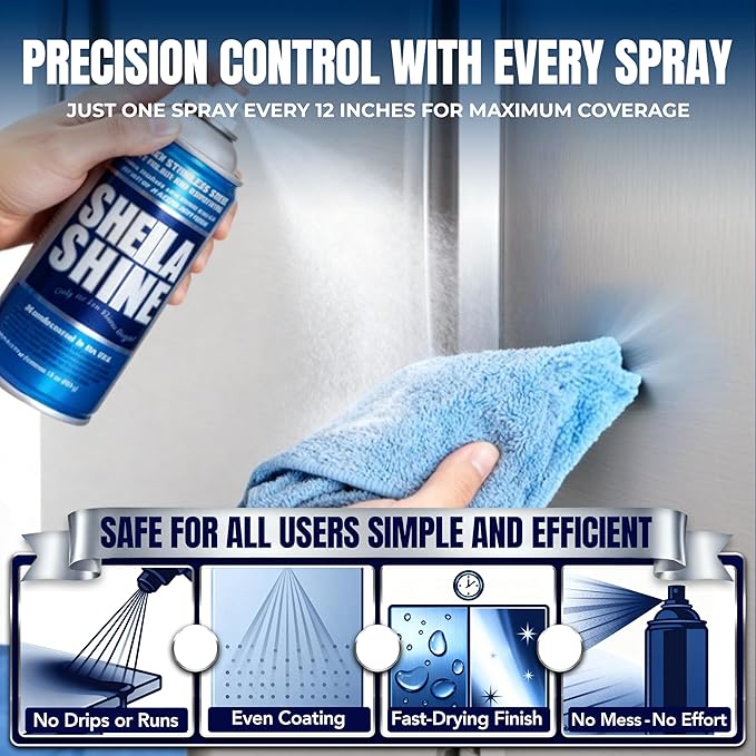 Sheila Shine 12 x 10oz w/Microfiber Cloth Stainless Steel Cleaner and Polish - Cleans, Polishes & Protects Kitchen Appliances, Refrigerators, Sinks, Ovens & Grills - Stainless Steel Fridge Cleaner