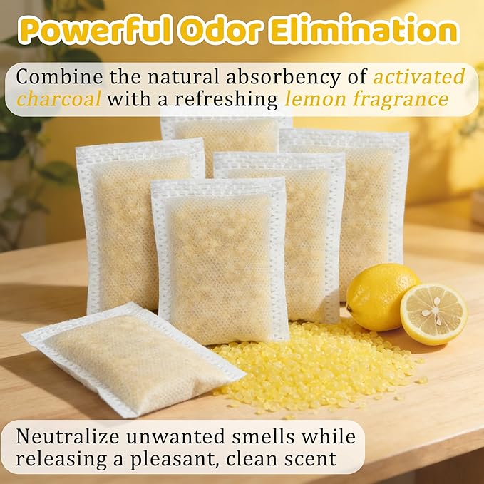 NewKe 12 Pack Diaper Pail Deodorizer for Diaper Genie Complete Pail and Expressions Pail, Activated Charcoal Filters Replacement, Lemon Scent Activated Carbon Odor Eliminator Refill