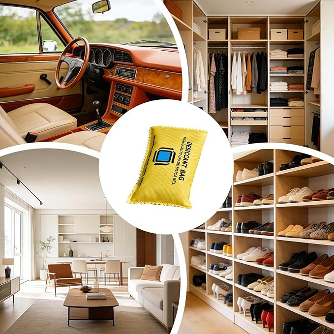 Car Dehumidifier, Silicone Beads Leak-Proof Moisture Absorbers, Reusable Fast Reactivated Desiccant Packets for Windscreens Interior Closet Basement Garage Household, Car Moisture Control, H