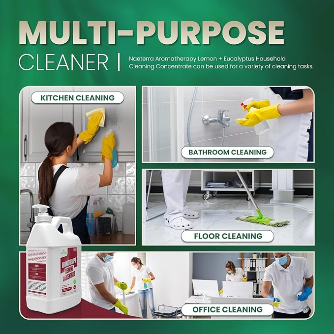 Naeterra Aromatherapy Cleaning Concentrate – 1 Gallon | Multi-Surface Cleaner | Includes Microfiber Towel & 10ML Essential Oil Blend with Clove, Cinnamon, Lemon, Rosemary, Eucalyptus & Peppermint