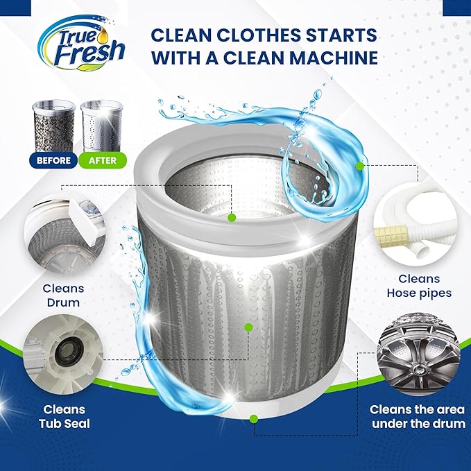 True Fresh- 49 Pcs Bundle- Garbage Disposal Cleaner -Compatible with All Disposal Brands and Washing machine Cleaner Tablets compatible with Front Loader -Top Loader -HE, Deodorize and Descales
