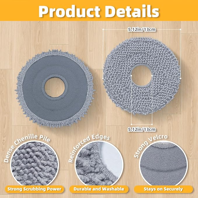 8 Pack Mop Pads Compatible with Roborock QV 35A/Saros 10R/Q Revo/Qrevo S/Qrevo Pro/Qrevo Plus/Qrevo Master/Qrevo Slim/Qrevo Curv/Qrevo Edge Robot Vacuum Cleaner, Cleaning Pad Replacement Accessories