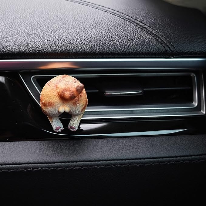 Funny Orange Cat Butt Car Air Vent Decoration and Clip with Air Freshener Natural Scent Tablet and Refill, Car Aromatherapy Accessories and Interior Decoration