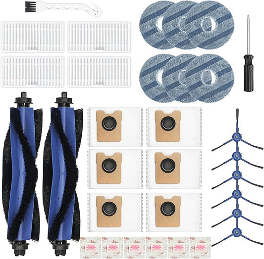 Replacement Kit for Eufy Robot Vacuum Omni C20 – Includes: 2 Main Brushes, 4 Filters, 6 Mopping Pad, 6 Side Brushes, 6 Dust Bags, 6 Scented Tablets, 1 Cleaning Brush & 1 Screwdriver