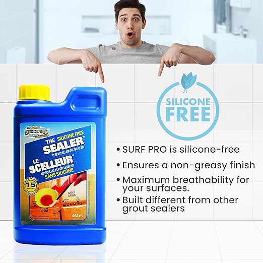 Surf-Pro Intelligent Grout Sealer – Invisible, Odor-Free Silicone-Free Formula – Easy DIY Application with Sponge or Brush – Preserves Grout Color – for Tile, Ceramic & Stone – 493 ml