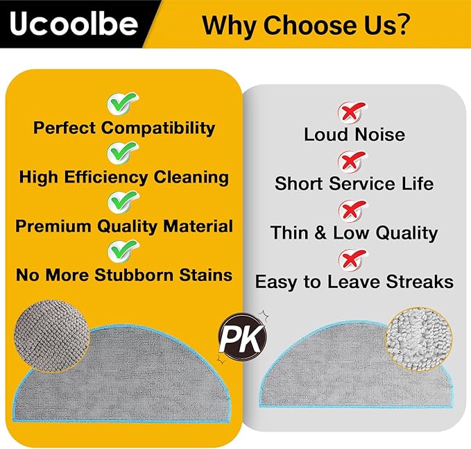 6 Pack Replacement Parts for iRobot Roomba Combo Essential Robot Vacuum & Mop Y0140 / Y0110 / Q0110 / Q0120 / Q0520/ Roomba 104 / Roomba 105 Combo, Microfiber Washable Mopping Pads