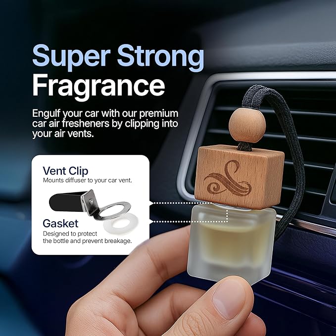 Solvere Diffuser with Vent Clip | Strong Automotive Freshener Long Lasting | Powerful Car Fresheners for Men with Odour Eliminating Technology | Luxury Air Freshener by Perfa