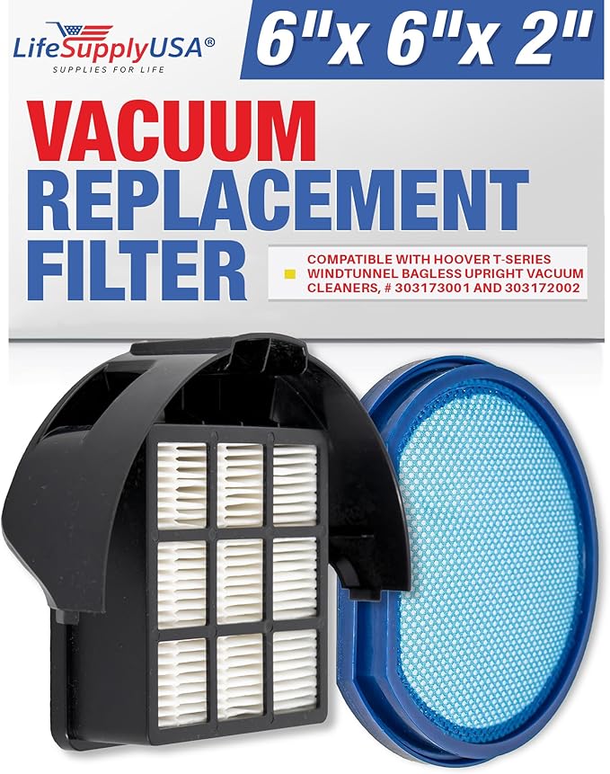 Vacuum Filter Replacement + Exhaust HEPA Kit Compatible with Hoover T-Series WindTunnel Bagless Upright Vacuum Cleaners, # 303173001 and 303172002 by LifeSupplyUSA