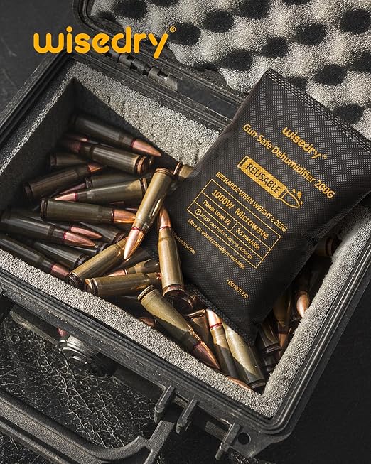 wisedry 200 Grams x 2 Packs Gun Safe Dehumidifier, Reusable Moisture Absorber for Gun Safes, Rechargeable Gun Safe Silica Gel Desiccant