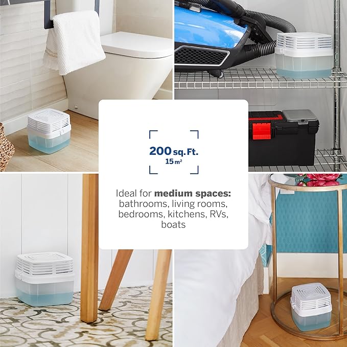 HUMYDRY Moisture Absorber Dehumidifier Device for Home, Premium Pack Of 1 Device of 15.9 Oz With 3 Pre-Measured Refills, Unscented Humidity Absorber For Closets, Bathroom and Medium Enclosed Spaces