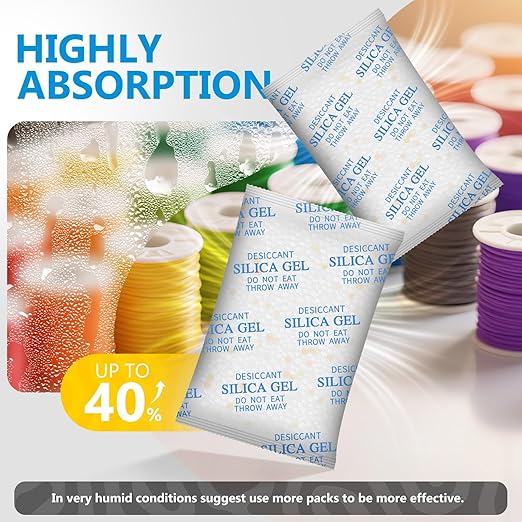 Silica Gel Packets – 50 Gram 35 Packs Desiccant Packs, Moisture Absorbers for Food Storage with Color Indicating, Food Grade Silica Packets for Foods, Seeds, 3D Filaments, Electronics, Safes