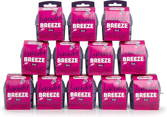 HUMYDRY Moisture Absorber Device, Mini Pack of 12 of 2.6oz, Small Space Dehumidifier and Air Freshener with Lavender Scent, Non Electric Humidity Absorber for Closet Bedroom and Compact Areas