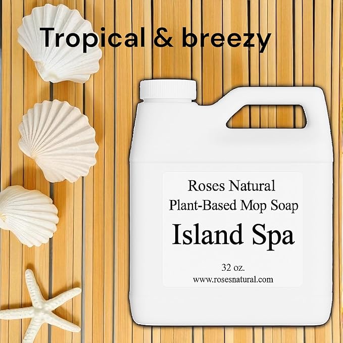 Plant-Based Floor Cleaner Mop Soap – 32 oz | Streak-Free, Highly Scented, Concentrated Mop Solution for Tile, Vinyl, Hardwood & Sealed Floors | Non-Toxic, Eco-Friendly (Island Spa)