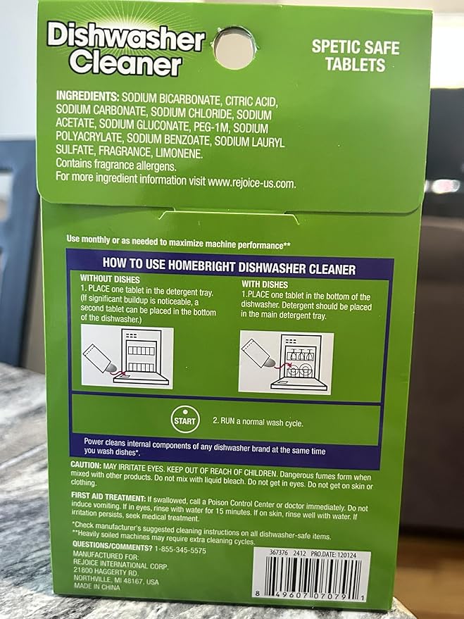 Dishwasher Cleaner and Deodorizer Tablets, Lemon Scent, Fights Mineral and Lime-Scale Deposits, 6 Count