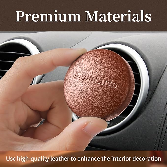 Car Air Freshener Vent Clip Fragrance Long Lasting Auto Odor Eliminator - Made with Natural Plant Extracts - Mocha Brown Leather Diffuser with 2 Pieces Blue Moment Scent Refills
