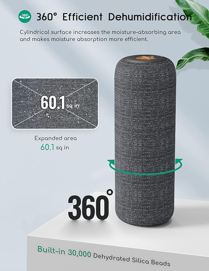 Afloia TOPZ Dehumidifier Replacement Box (No Heating Base), Gun Safe Dehumidifiers Stick, Mini Portable Dehumidifier Cylinder for Small Spaces Closet Cabinet Reptile Car, Dark Grey