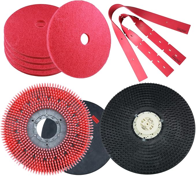 Consumable Supply Bundle for AF2217 Walk-Behind Scrubber - Includes 21" Brush, 21" Pad Driver, 33" Squeegee Blades & 5-Pack 22" Red Pads