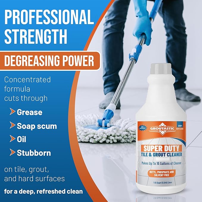Super Duty Degreaser Heavy Duty Tile & Grout Cleaner for Kitchens, Bathrooms & Floors Removes Grease & Deep Stains Concentrated