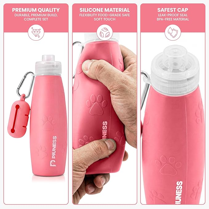Ultimate 2-in-1 Dog Walk Essential – Portable Pee Cleaning Bottle + Detachable Poop Bag Dispenser (Salmon)
