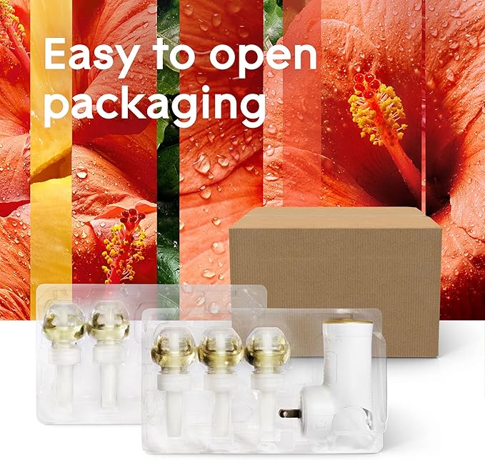 Glade PlugIns Refills Air Freshener Starter Kit, Scented and Essential Oils for Home and Bathroom, Hawaiian Breeze 3.35 Fl Oz, 1 Warmer + 5 Refills