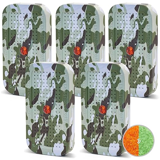 40 Gram Gun Safe Dehumidifier Camouflage, Rechargeable Desiccant Canister Dehumidifier Bags, Reusable Silica Gel Packets Moisture Absorbers for Car, Bathroom, Basement [5PACK]