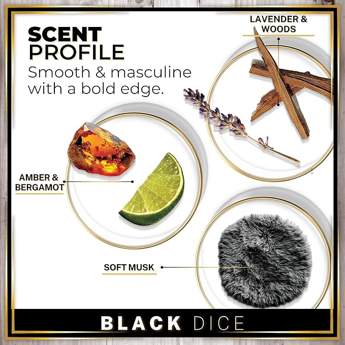 Urban Naturals Car Air Freshener Diffuser 1 Pack - Black Dice Scent, 45+ Days Long Lasting Fragrance, Made in USA, Glass & Wood, Hanging Design + Vent Cip, Easy to Use