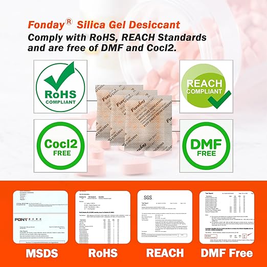 5g x 60 packs Fonday Rechargeable Silica Gel Desiccant Packets Fast Reactivate Desiccant Bags Moisture Indicating Orange to Green