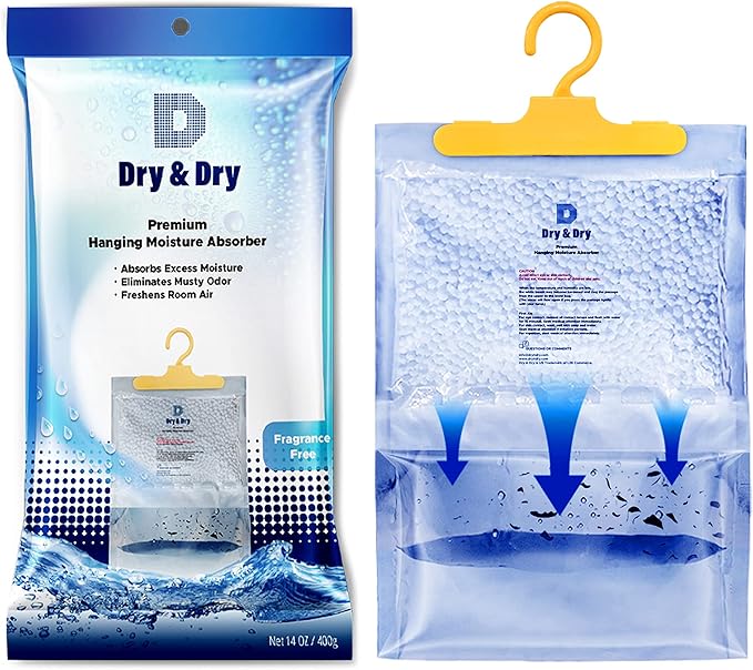 Dry & Dry 6 Packs [Net 7 Oz/Pack] Moisture Absorbers Dehumidifiers for Home Dehumidifier for Basement for Bedroom Small Dehumidifiers - Moisture Absorbers
