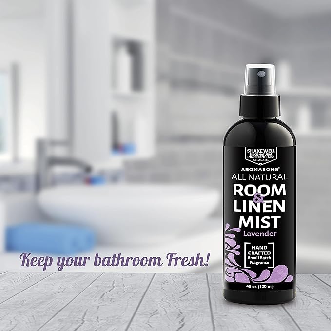 Aromasong All-Natural Lavender Room & Linen Spray 8 Oz for Sheets, Pillow, Fabric, Bed, Sleeping with a Refreshing Scent.