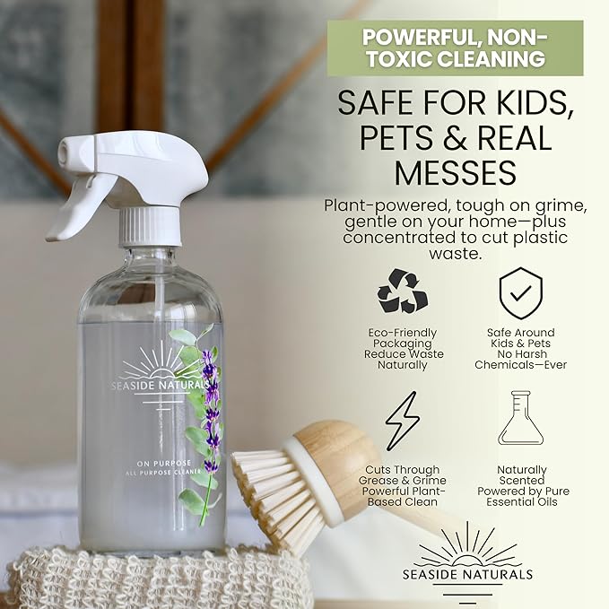 On Purpose All-Purpose Cleaner Refill (4 oz) – Makes 4 Bottles – Plant-Based Non-Toxic Concentrate with Eucalyptus, Lavender & Tea Tree Essential Oils – Safe for Kids & Pets