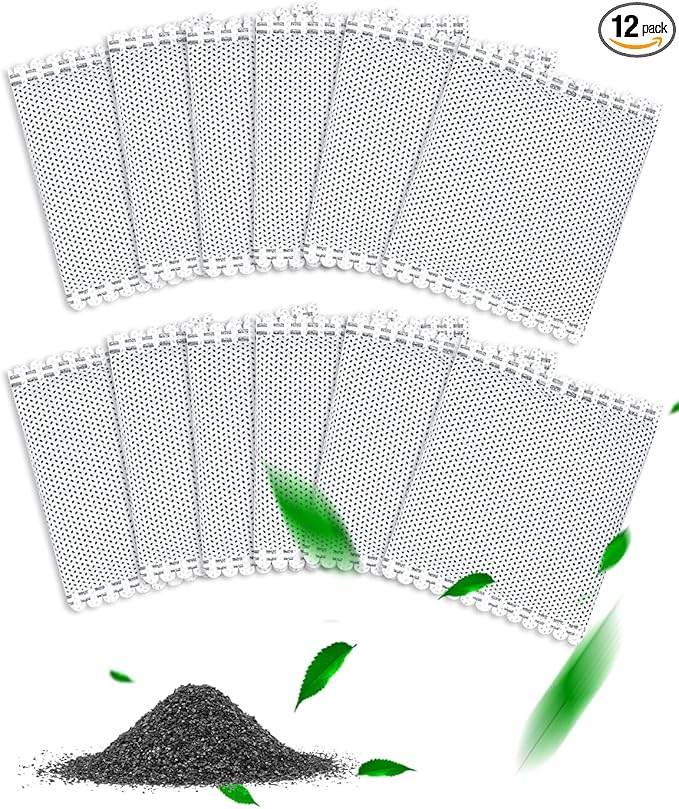 12PCS Activated Charcoal Odor Absorber Compatible with OKSOTY Stainless Steel Litter Box Deodorizer, Compatible with PuraMAX Self Cleaning Litter Boxes, Cat Litter Smell Eliminator Filter