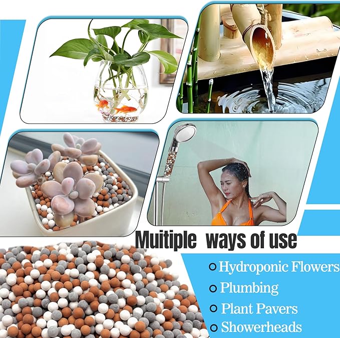 Shower Head Beads Refills, 200g Mineral Replacement for Hard Water - Ionic Filter Balls, Water Softener for Skin & Hair Care, Compatible Beaded Filter Unit (Orange, Gray, White)