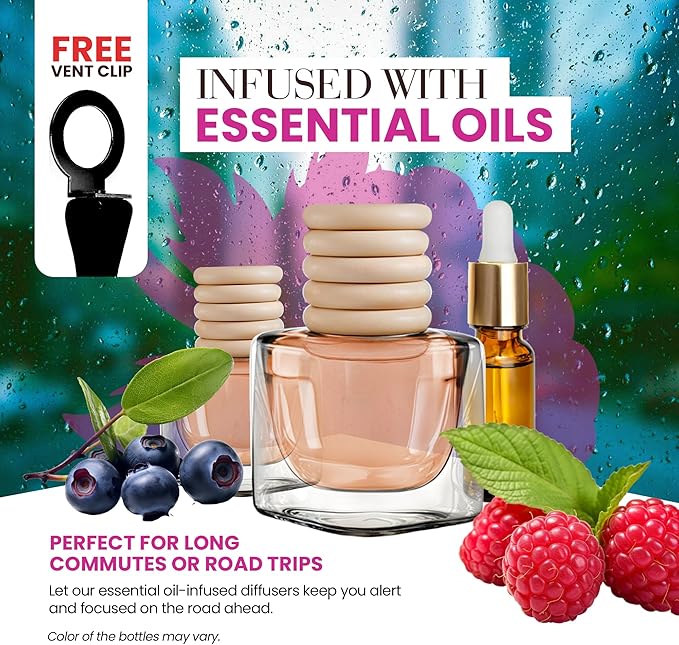 Pack of 2 Car Air Fresheners For Women | Berry Ready Scented Automotive Car Accessories with Vent Clips | Long Lasting Perfume Diffuser | Hanging Air Freshener Scent | Premium Fragrance By Perfa