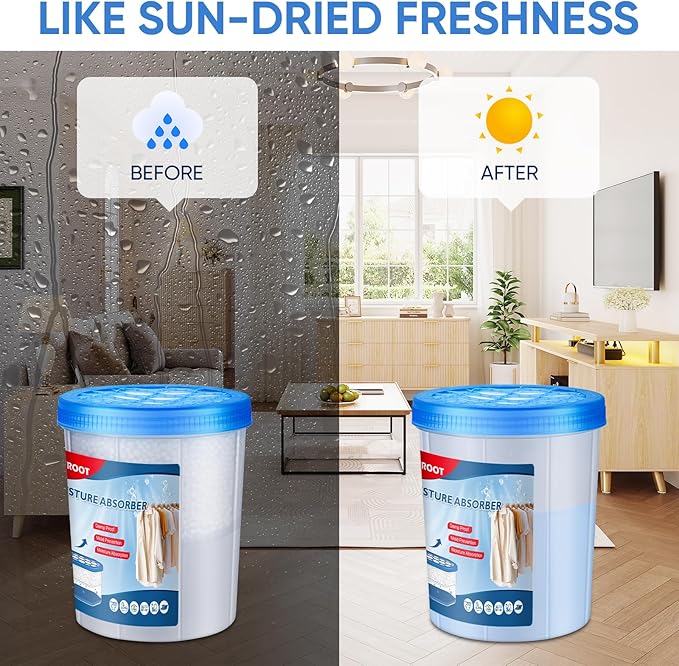 6 Pack 18OZ Refillable Moisture Absorbers, Humidity Absorber Bucket, Moisture Absorbers for Closet, Dehumidifier Bucket for Wardrobes、 Kitchens and Bathrooms, Fragrance Free Humidity Absorber