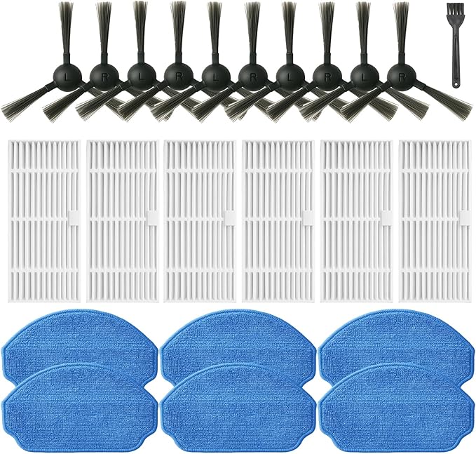 Replacement Parts for MAMNV BR151, for ZCWA BR151, for Kilgone G20, for MANVINS G20, for XIEBro Life BR151, for iMartine BR151, for ONSON BR151, for MANVN BR151,10 Side Brush, 6 HEPA Filter, 6 Mop Pad