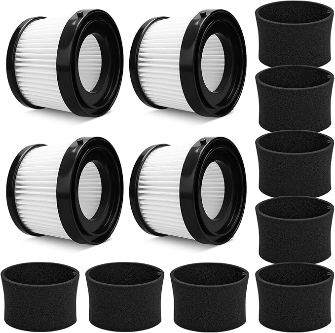 4 Packs DCV501HB DCV5011H Replacement HEPA Filters. Compatible With DEWALT 20V Vacuum Cordless Handheld Vacuum Filter. Compared To Part DCV5011H DCV501HB Filter, with 8 Pack Foam Sleeve Filters