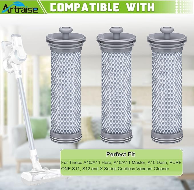 Filter Replacement for Tineco A10 A11 Hero A10/A11 Master PURE ONE S11 Series, S12, X Cordless Vacuum Cleaner (3 PACK) …