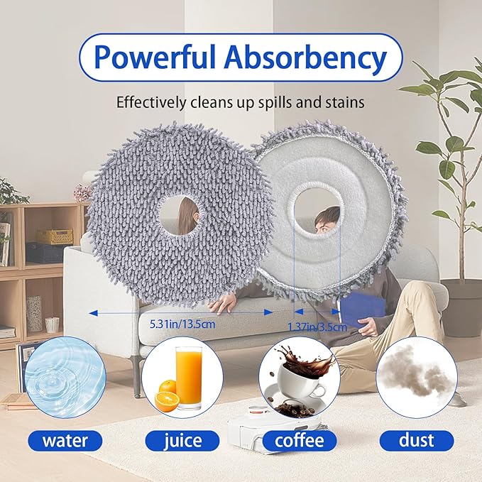 6 Pack 405/505 Replacement Mop Pads for iRobot Roomba Plus 405/505 Combo Robot Vacuum Cleaner, Washable & Reusable Microfiber Mop Cloths