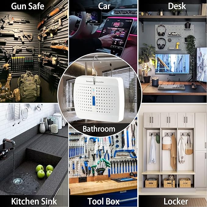 Small Dehumidifier, Moisture Absorber for Closed Spaces, Cabinet, Closet and Bathroom, Renewable Mini Dehumidifiers for Gun Safe, Rust Prevention