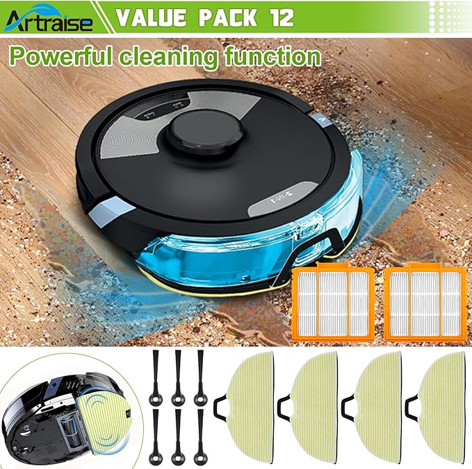 RV2610WA Replacement Parts for Shark RV2610WA AV2610WA RV2620WA RV2610WD RV2410WD RV2620WD Mop Brush Filter Kit for Shark AI Ultra 2-in-1 Robot Vacuum, 4 Mop Pads, 2 HEPA Filters, 6 Side Brushes