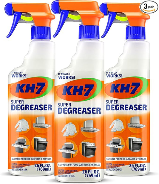 KH-7 Super Degreaser Multipurpose Cleaning Spray: The Heavy Duty All Purpose Cleaner for Your Home, Kitchen, Garage, Car & Laundry | Total Cleaner & Powerful Grease Remover, 26 oz (3 Pack)
