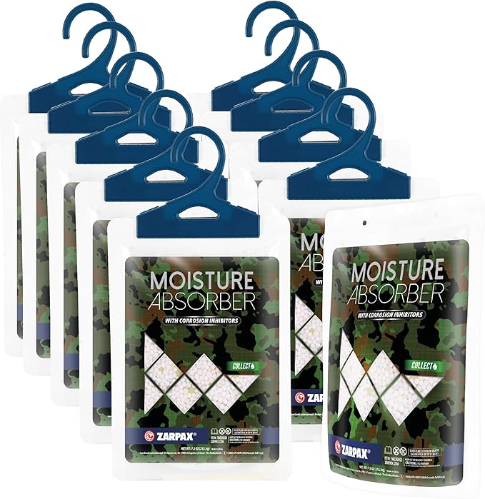 Moisture Absorbers for Gun Safe 7.5 oz/212g - Dehumidifier Prevents Corrosion - Protects Gear - Desiccant Removes Excess Moisture - Set of 10