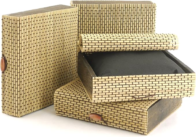 BambooMN Granulated Bamboo Charcoal Odor Absorber Bag in Decorative 6.5" x 6.25" x 1.75" Brown Box, 4 Sets