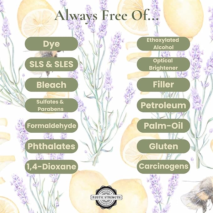 Rustic Strength Linen Spray, Lavender Lemon Scent, Fabric Freshener, 4 fl oz, Natural Essential Oils, Ammonia Free, Phthalate Free