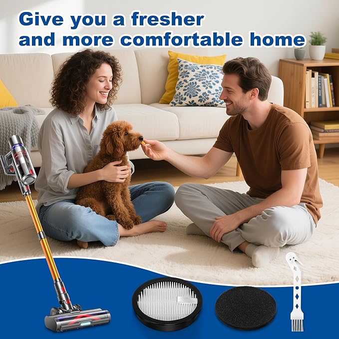 13 Pcs AceVac 11 Filter Replacement Compatible with AFNOP AceVac11 Cordless Anti-tangle Stick Vacuum Cleaner for Home with LED Touch Screen, 4 HEPA Filters, 8 Sponge Filters, 1 Cleaning Brush