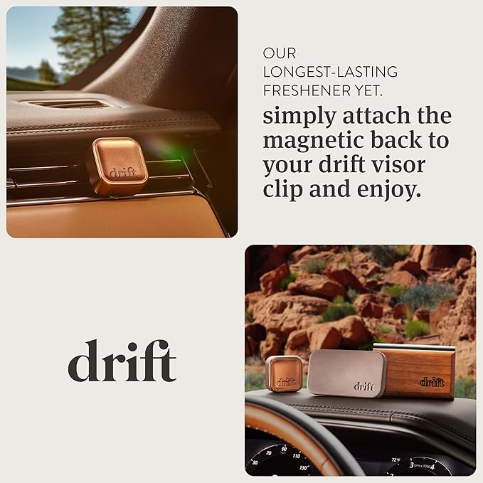 Drift Metal Vent Clip Starter Kit - Car Air Freshener - Scent Diffuser for Car - Metal Odor Eliminator - Grove