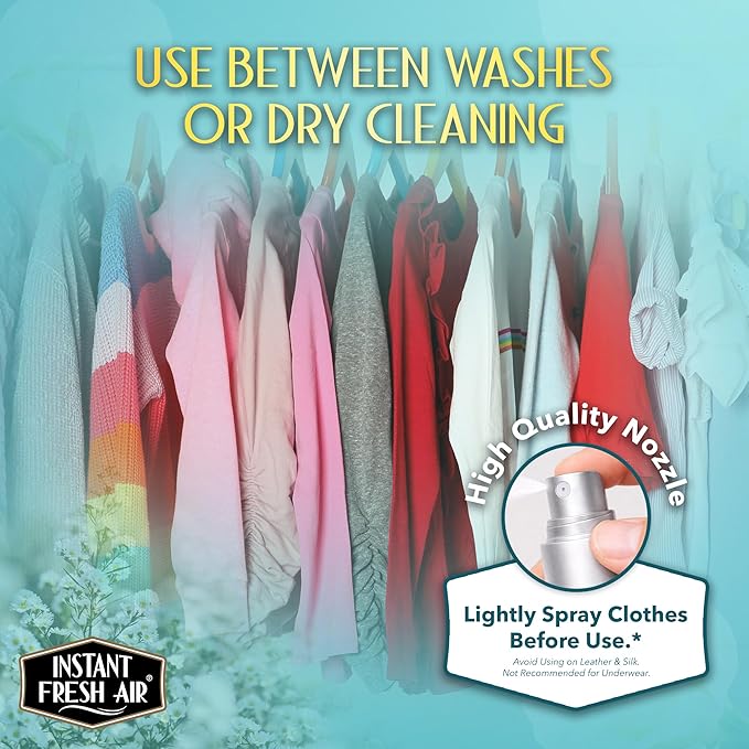 Fabric Freshener Spray & Deodorizer Odor Eliminator - Works Instantly with Noxban™ - Eco-Friendly Fabric Refresher & Odor Neutralizer - Safe for Garments, Linens, Bedding - Unisex